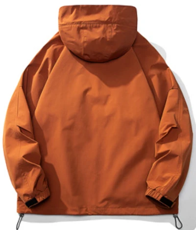 Orange Multi-Pocket Outdoor Cargo Hooded Jacket